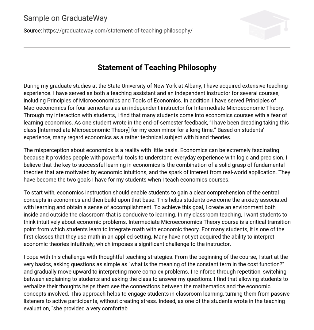 sample teaching philosophy statement for english