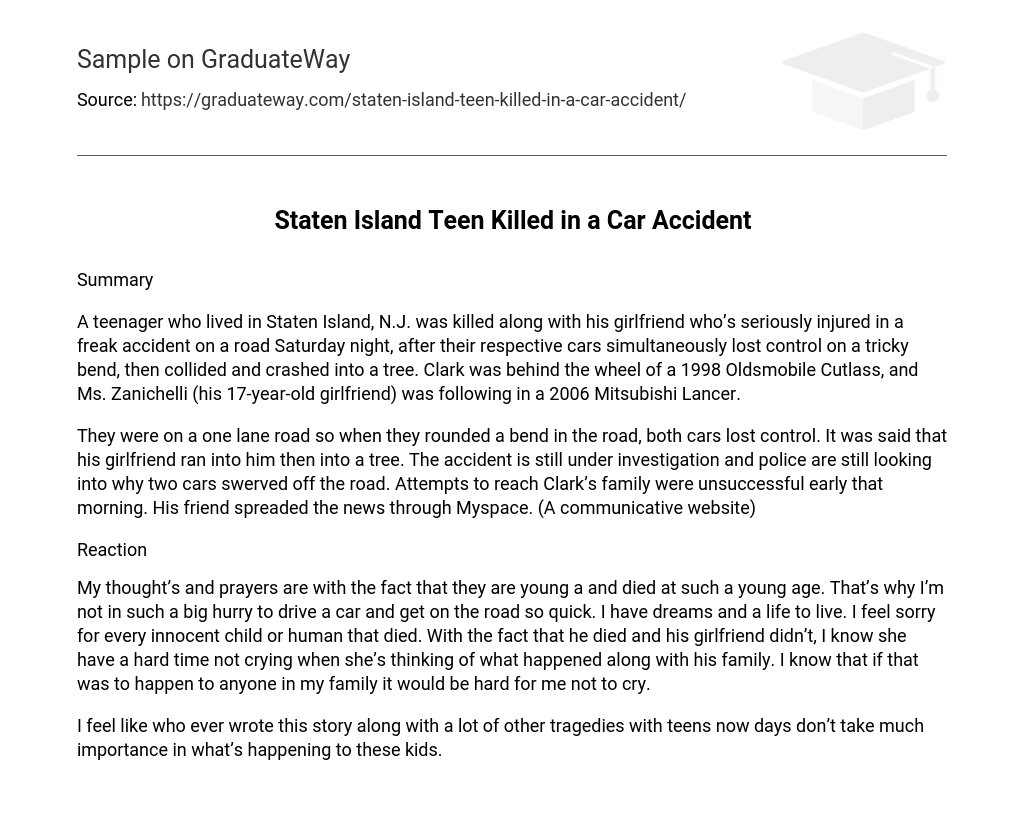 Staten Island Teen Killed in a Car Accident