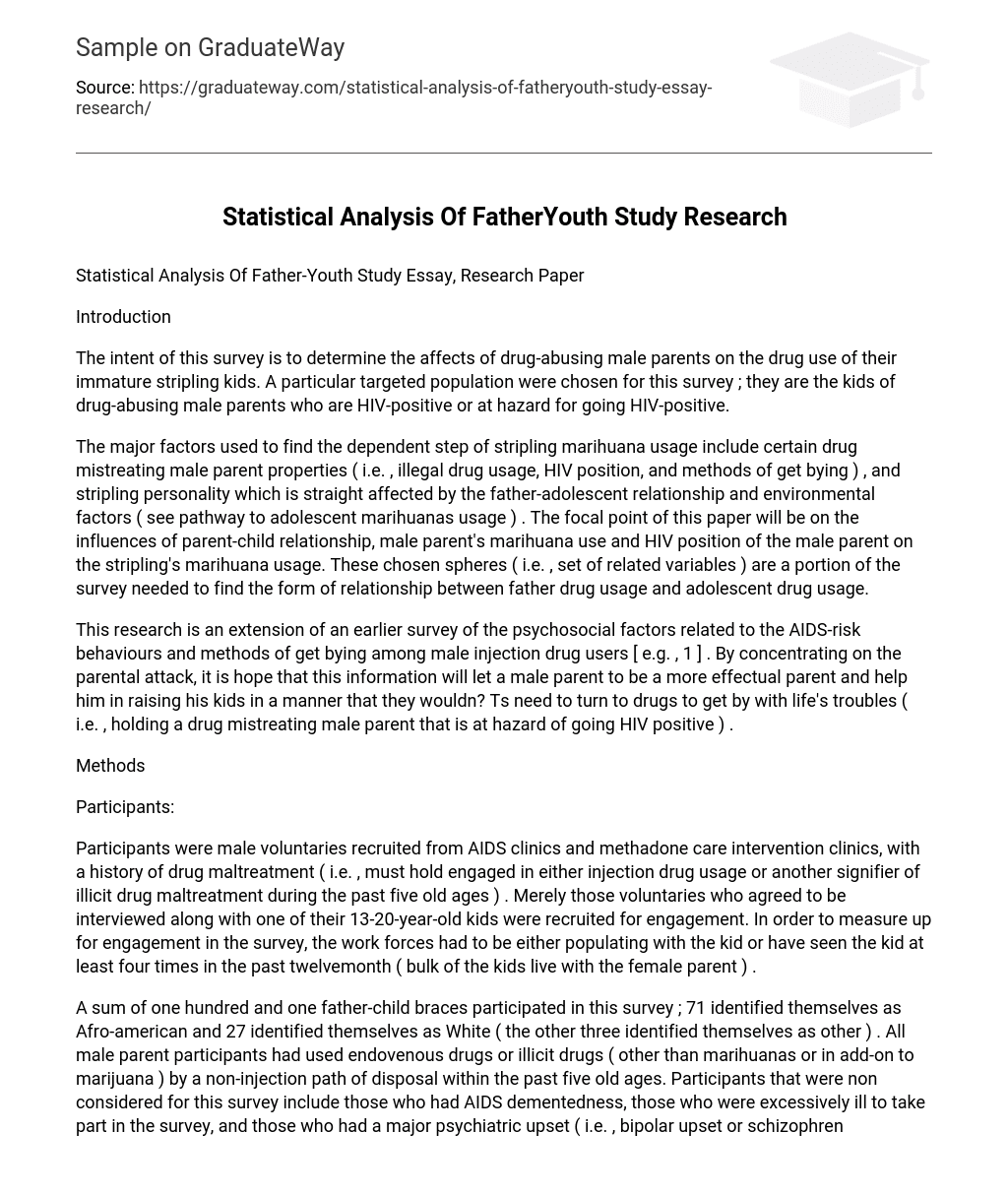 Statistical Analysis Of FatherYouth Study Research