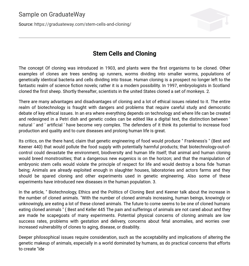 cloning and stem cell technology essay