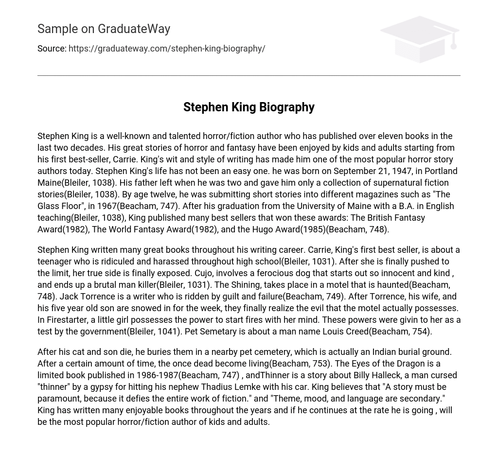 stephen king biography essay