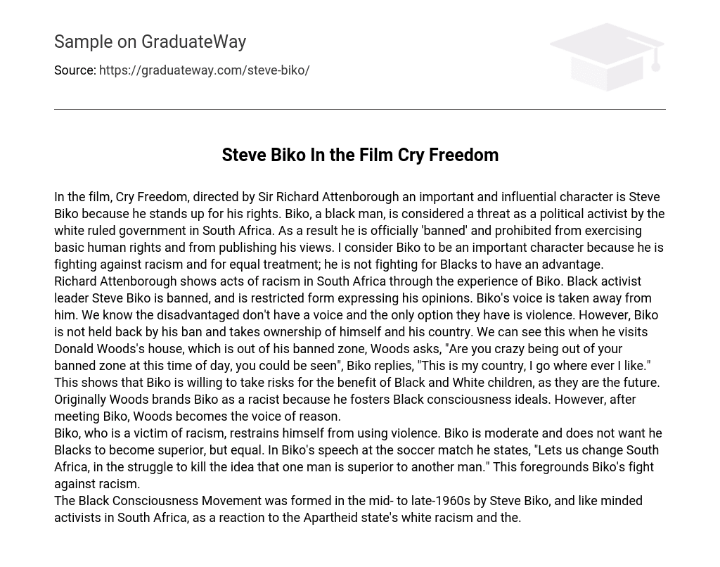 Steve Biko In the Film Cry Freedom