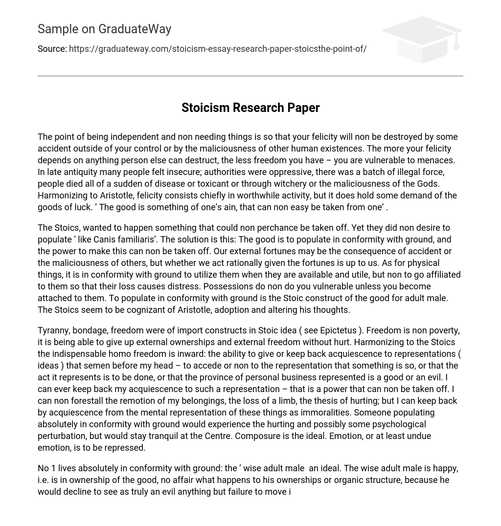 Stoicism Research Paper