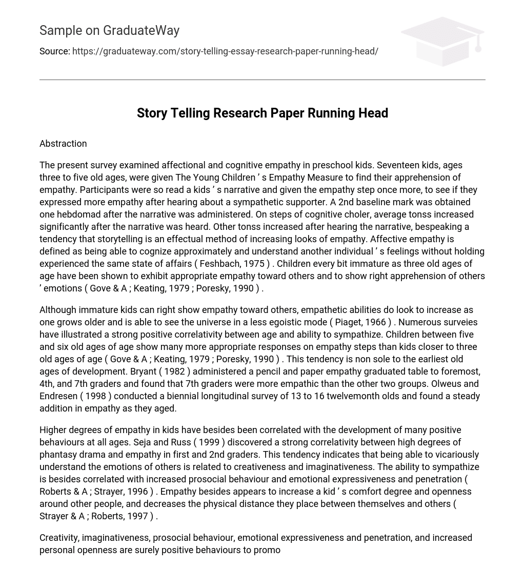 Story Telling Research Paper Running Head