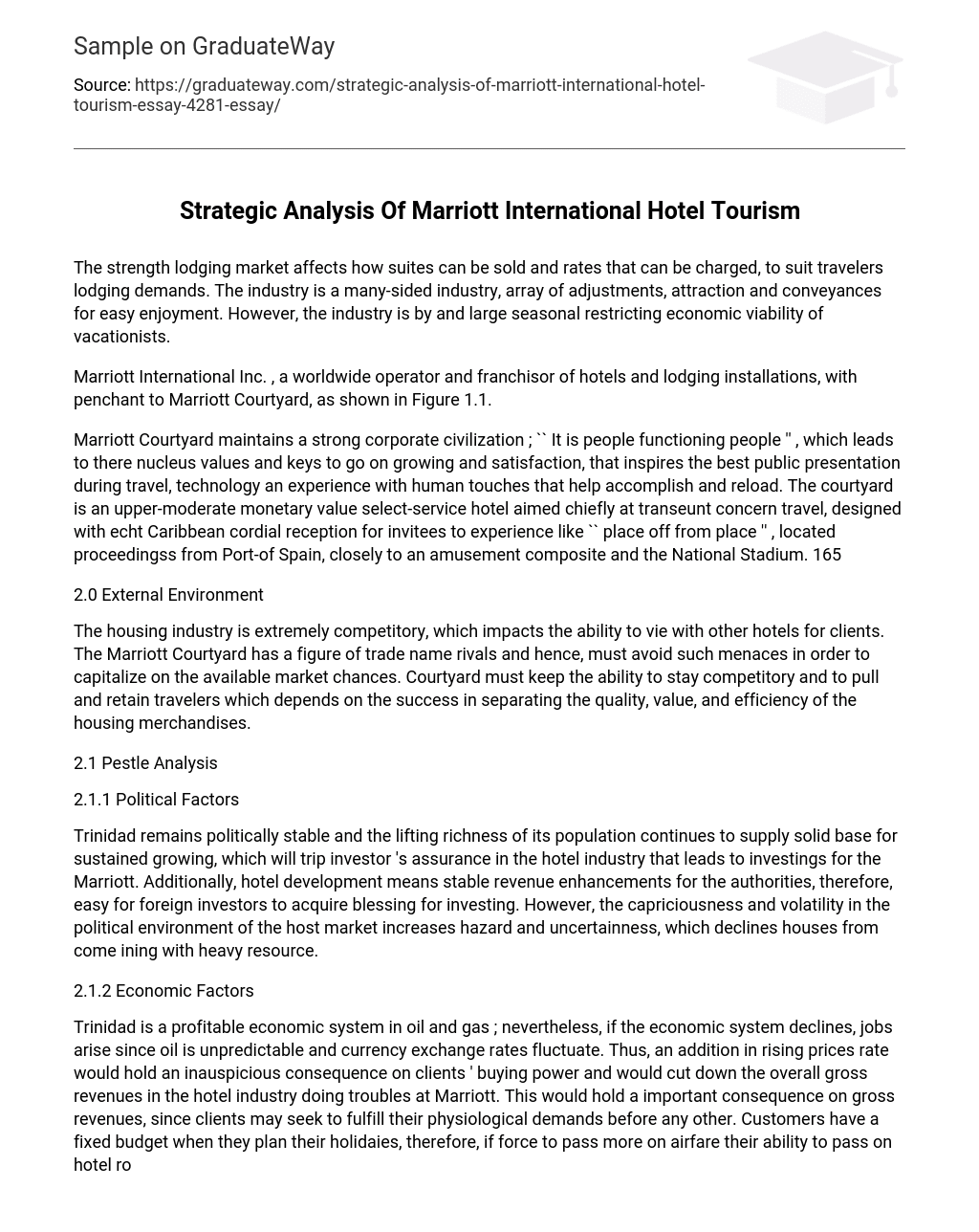 Strategic Analysis Of Marriott International Hotel Tourism