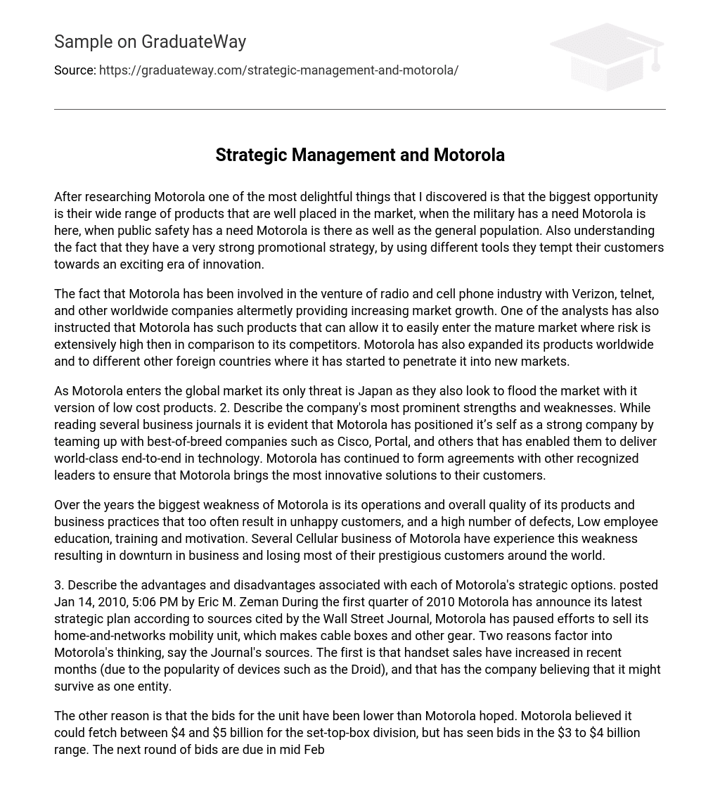 Strategic Management and Motorola