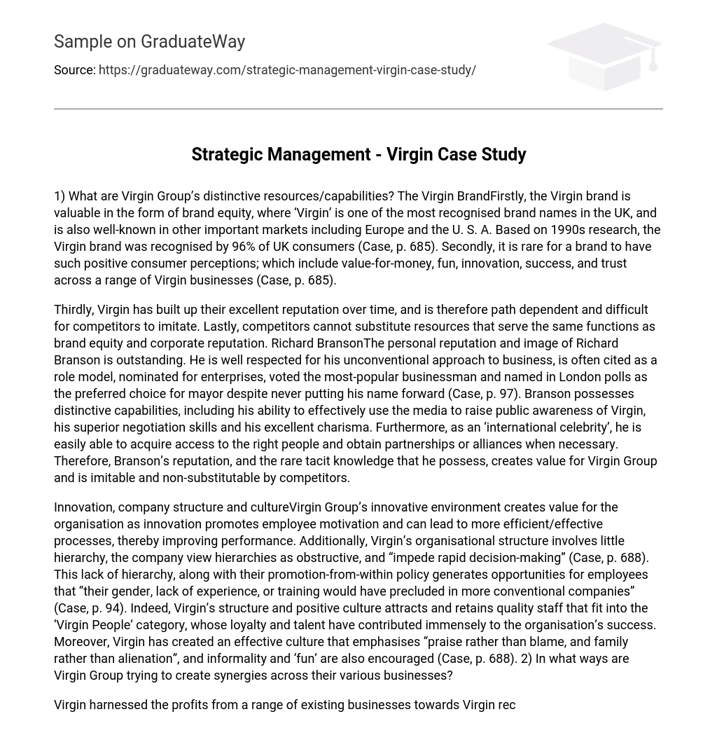 Strategic Management – Virgin Case Study