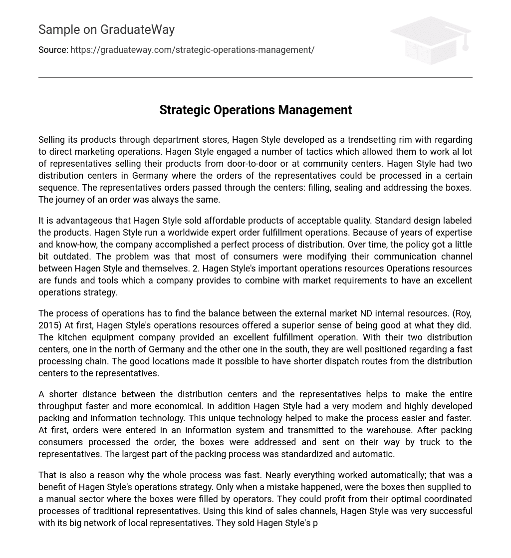 Strategic Operations Management
