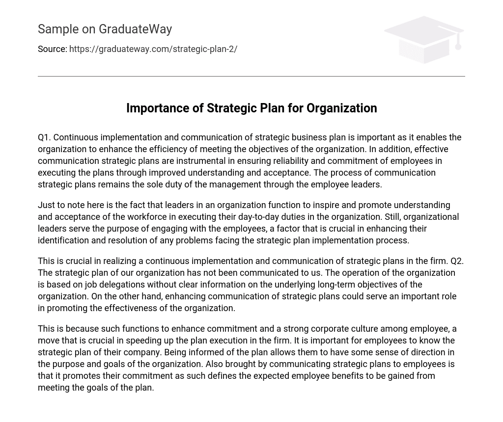 Importance of Strategic Plan for Organization