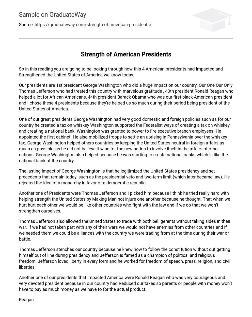 Strength of American Presidents