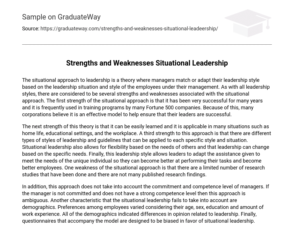 Strengths and Weaknesses Situational Leadership Analysis