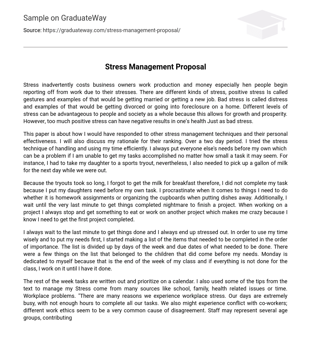 Stress Management Research Proposal