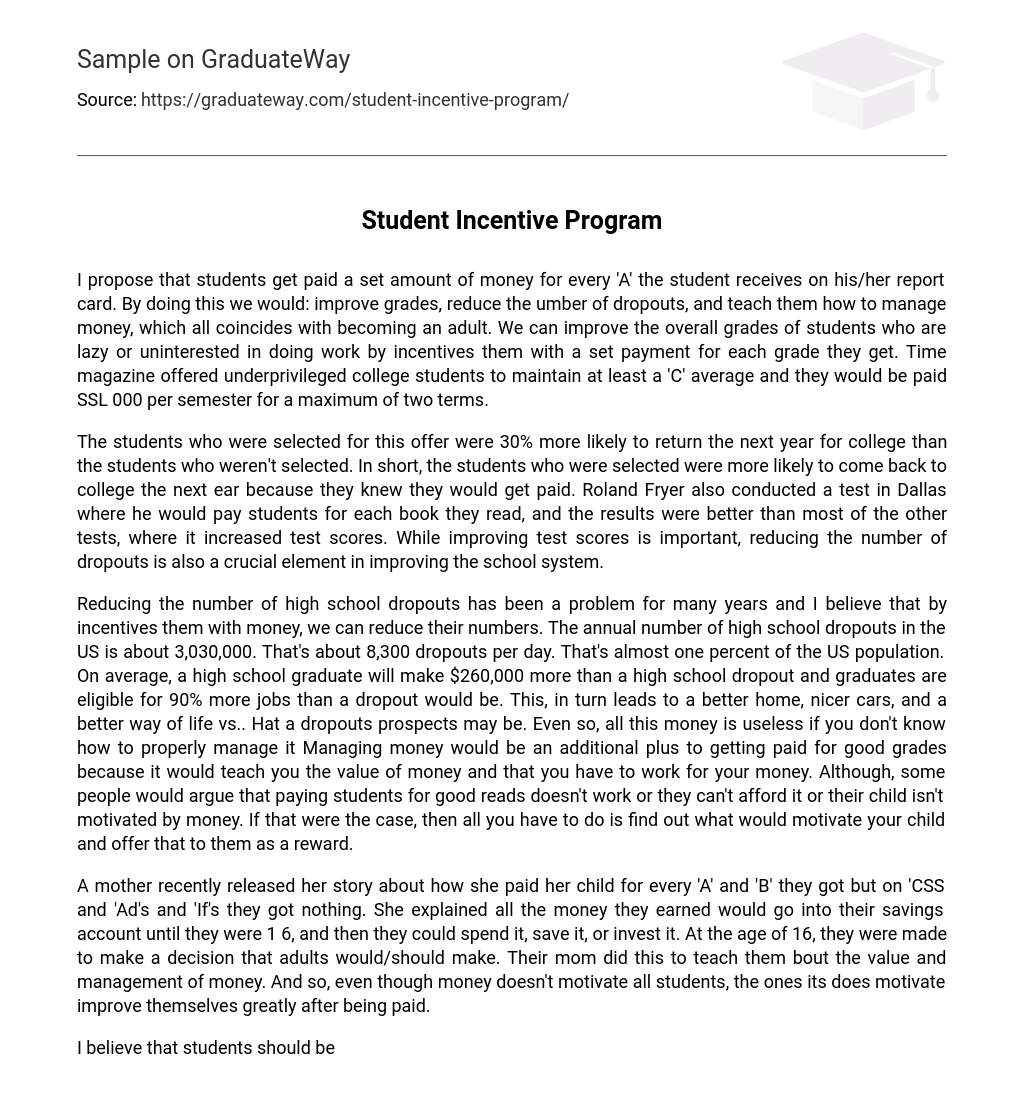 Student Incentive Program