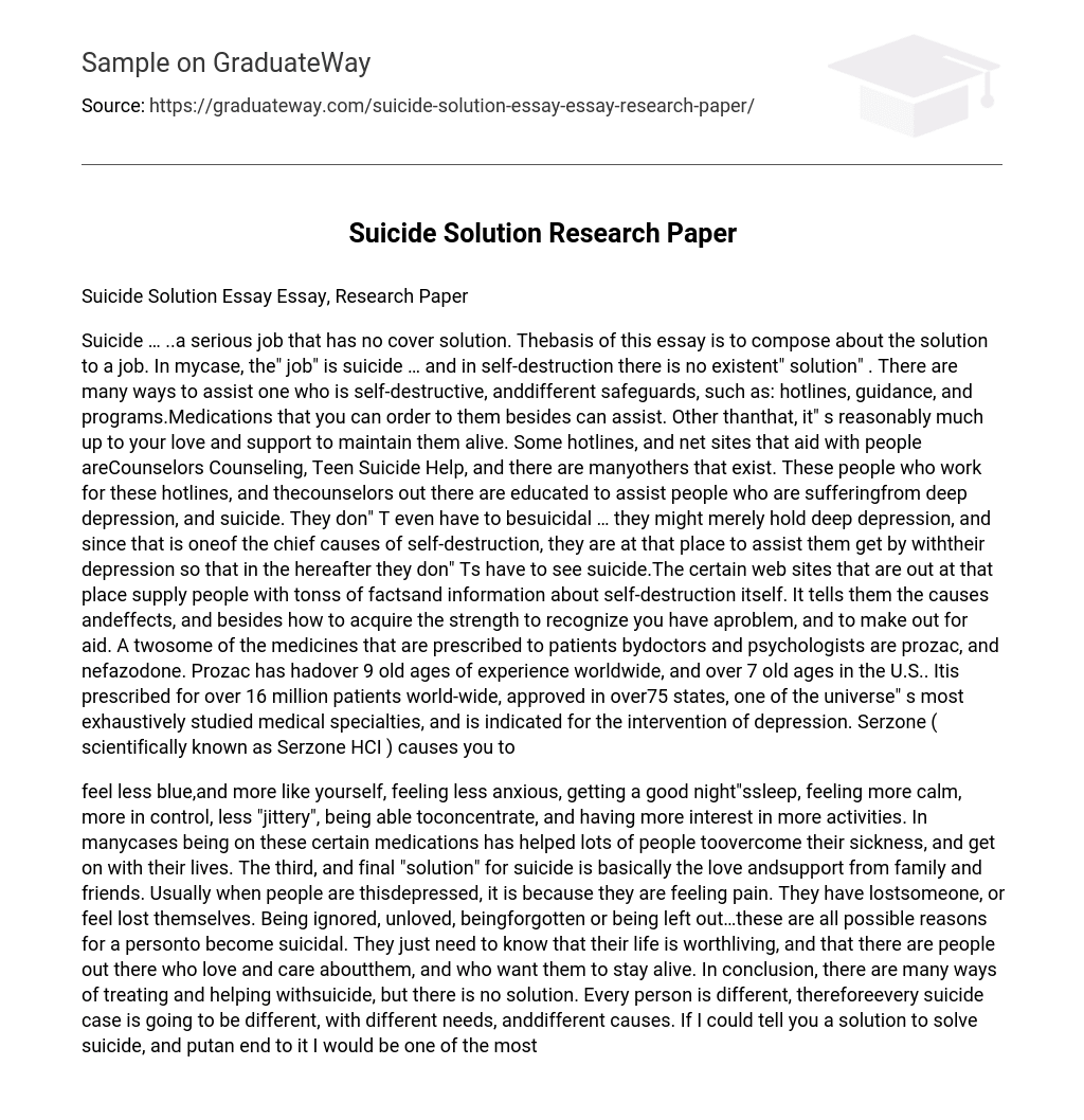 Suicide Solution Research Paper