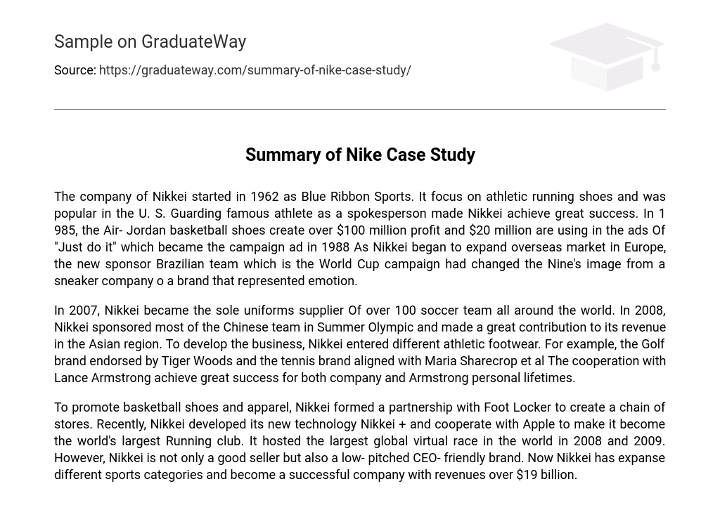 Summary of Nike Case Study