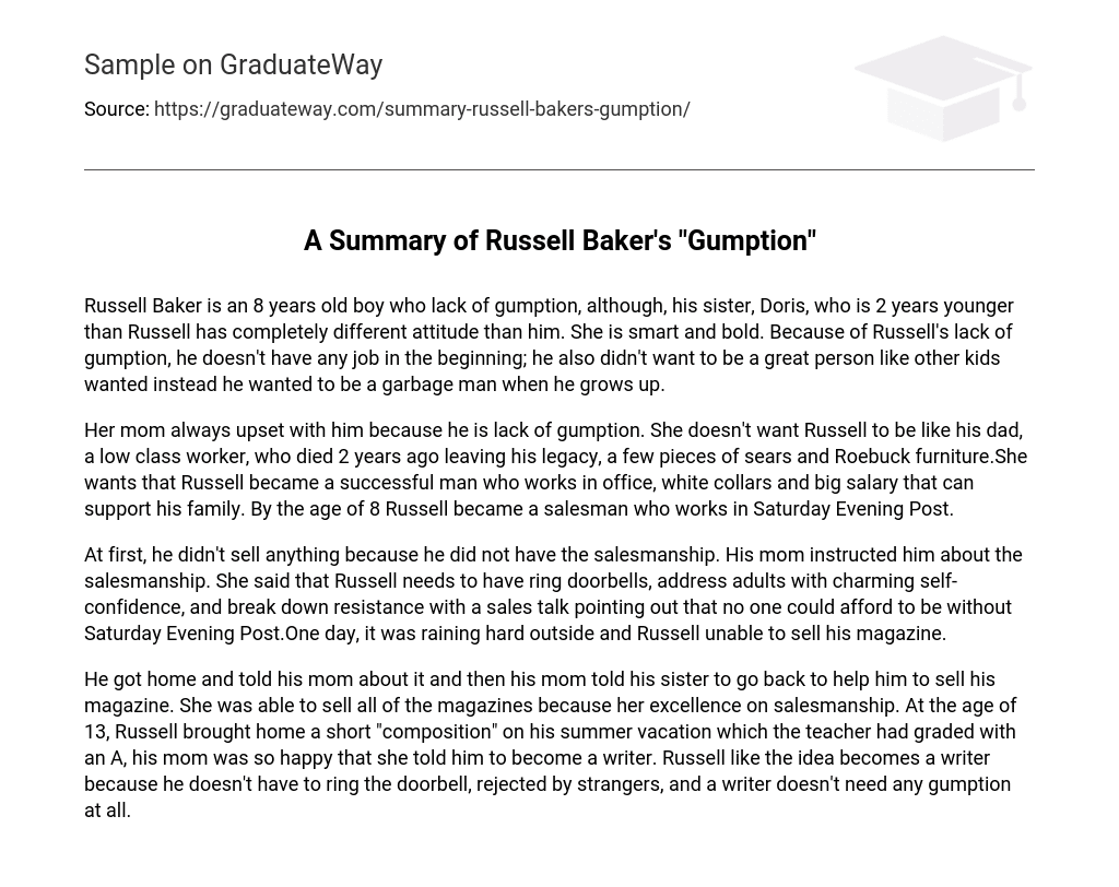 A Summary of Russell Baker’s “Gumption”