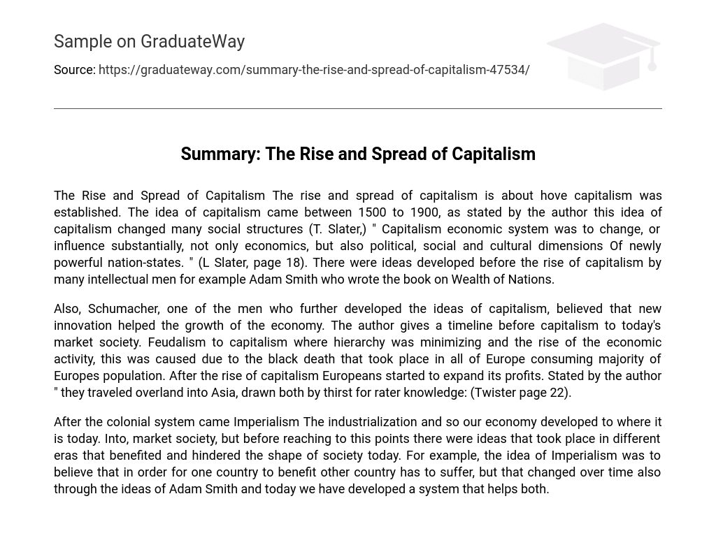 Summary: The Rise and Spread of Capitalism