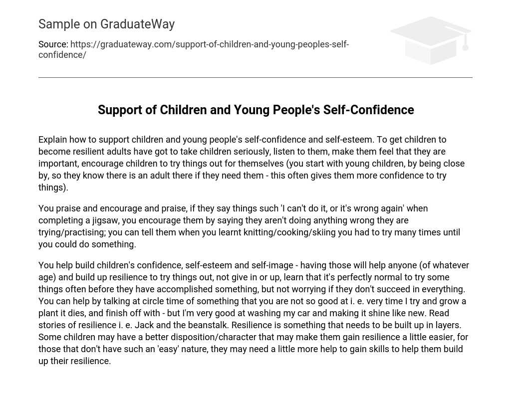 Support of Children and Young People’s Self-Confidence