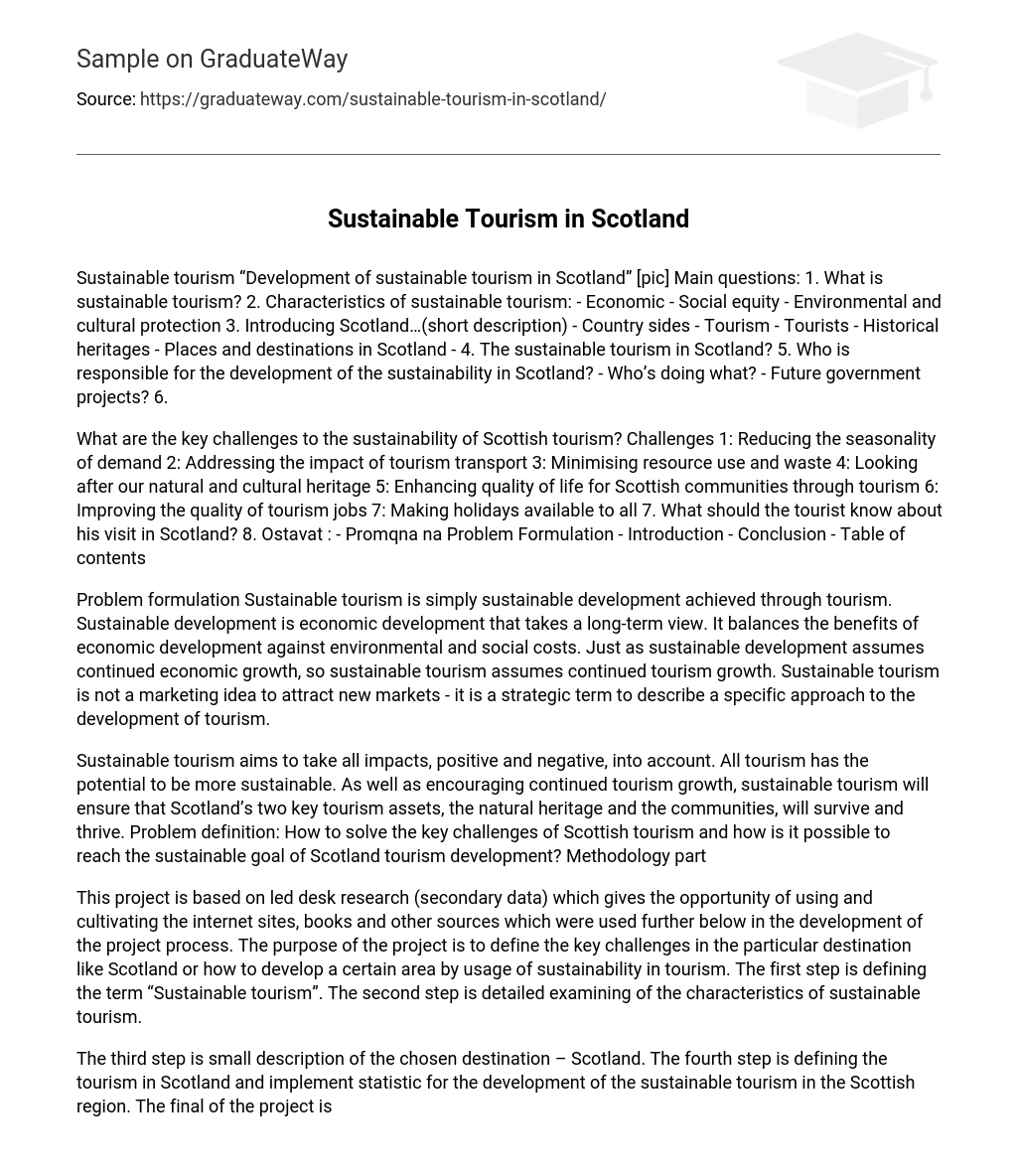Sustainable Tourism in Scotland