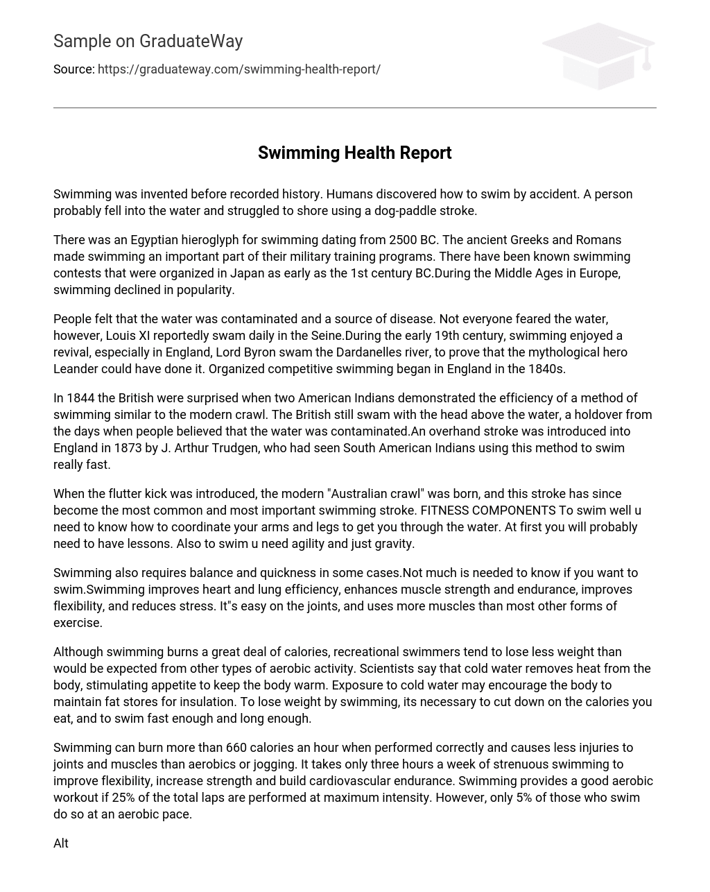 Swimming Health Report