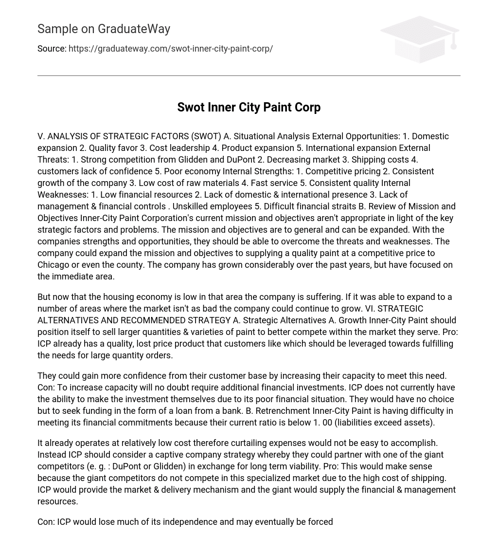 Swot Inner City Paint Corp Analysis