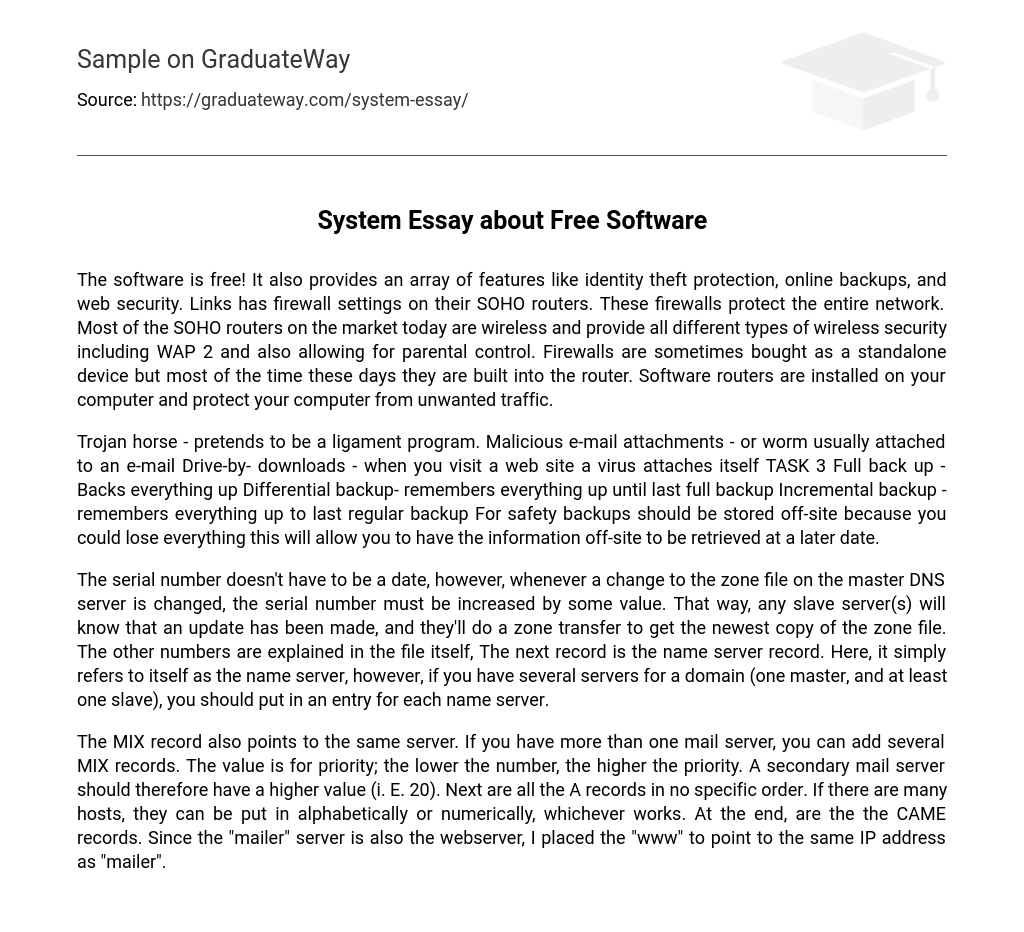 System Essay about Free Software