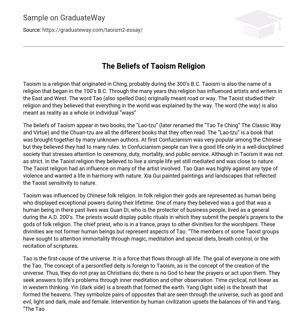 The Beliefs of Taoism Religion