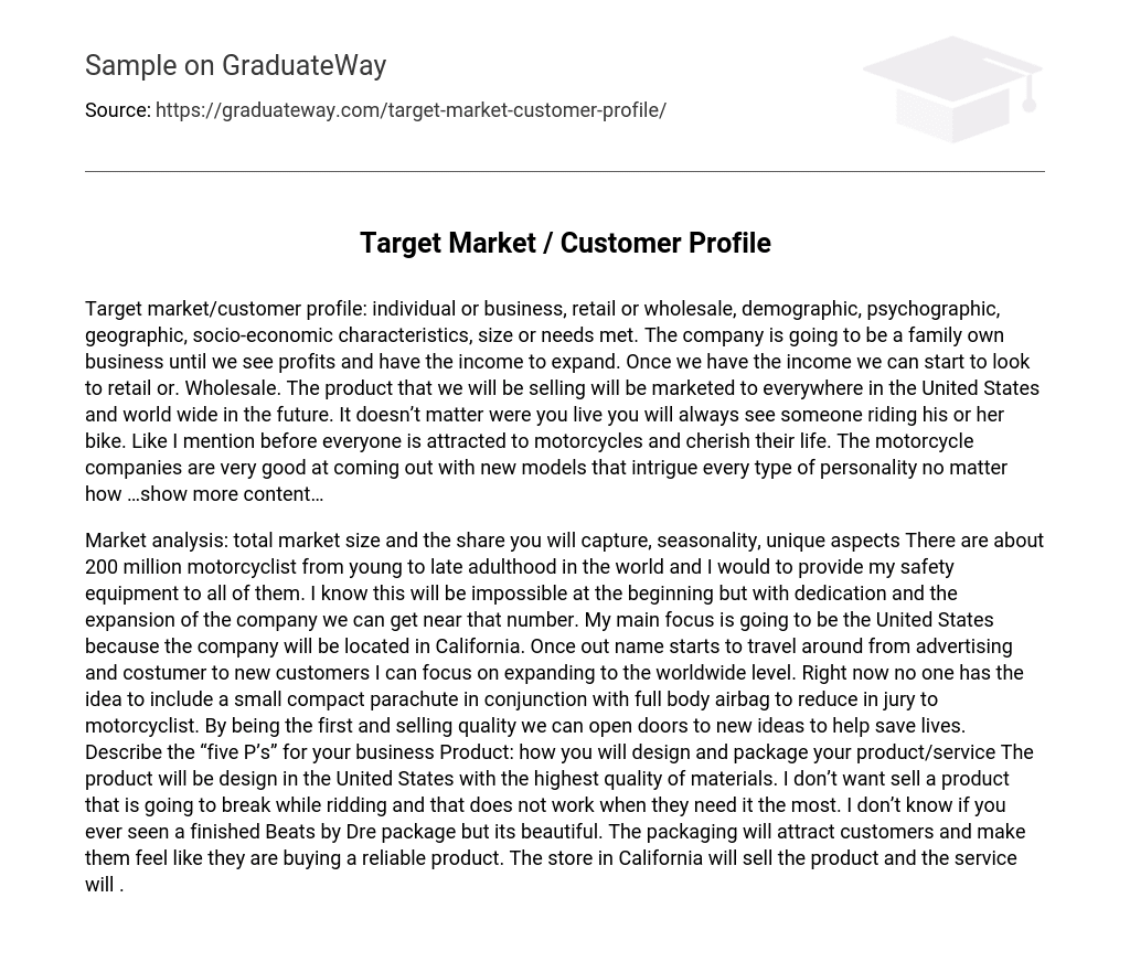 Target Market / Customer Profile