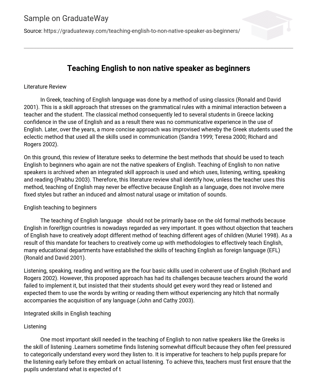 Teaching English to non native speaker as beginners