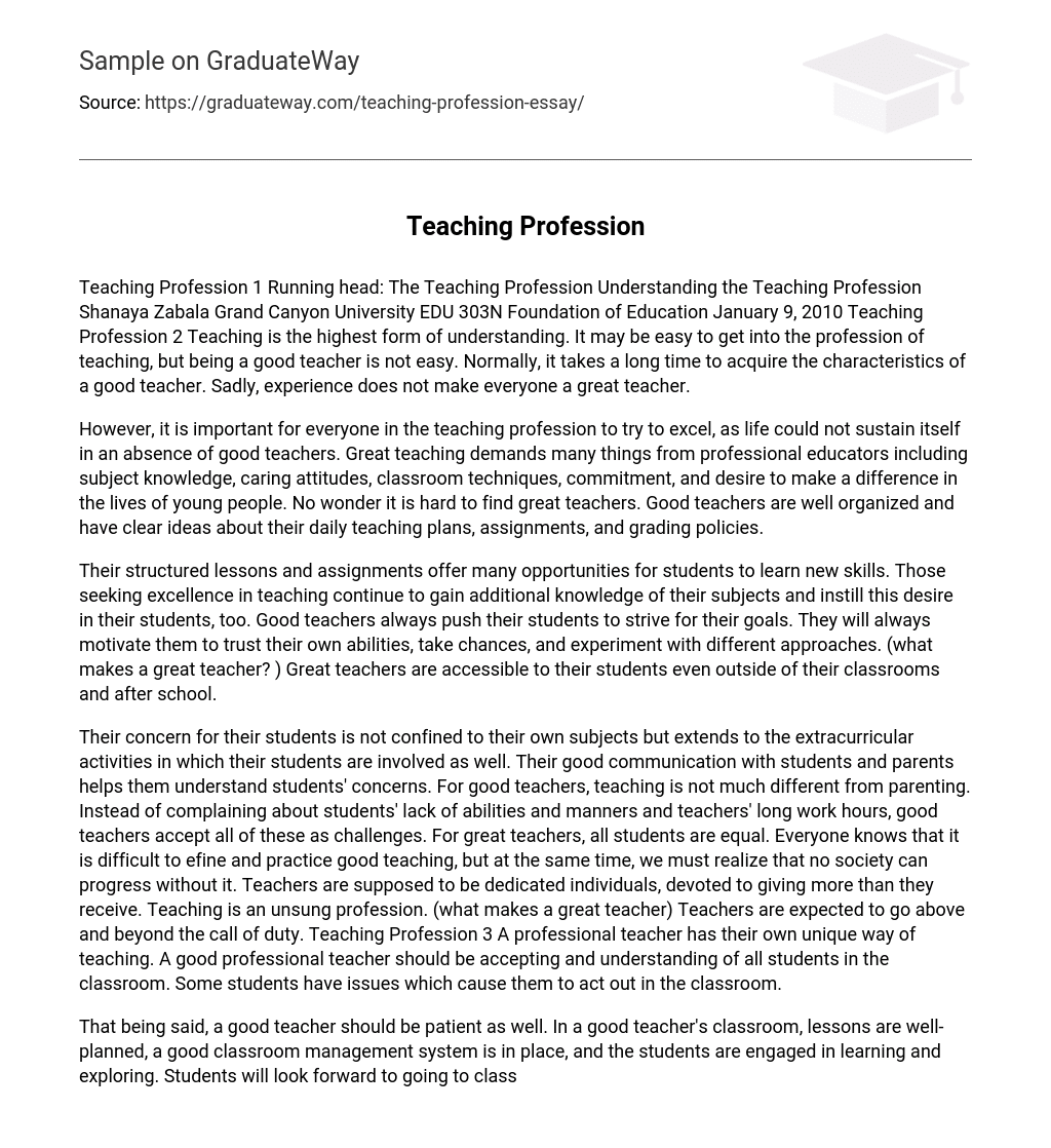 The Teaching Profession Understanding