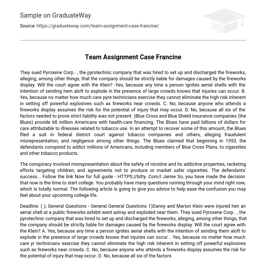 Team Assignment Case Francine