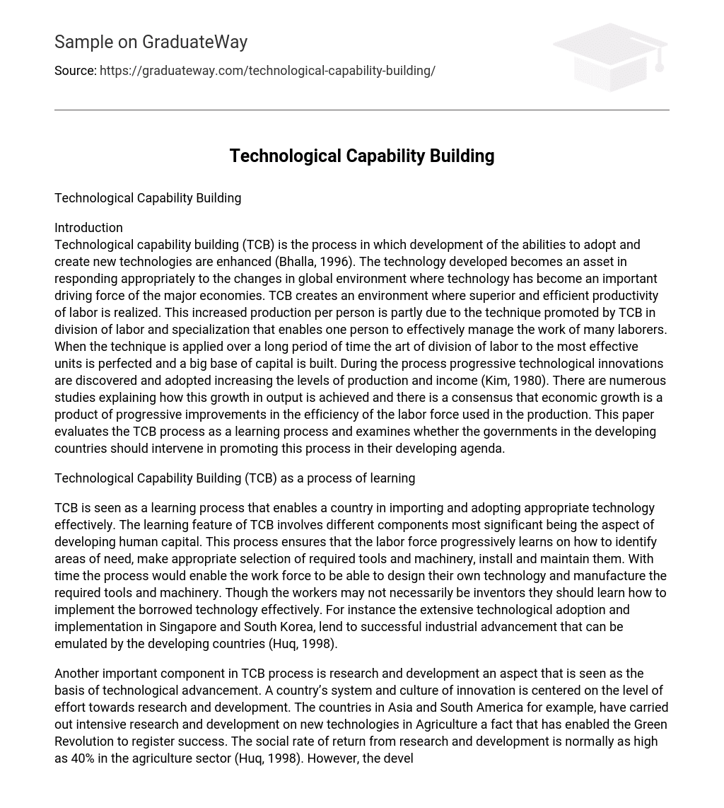 Technological Capability Building