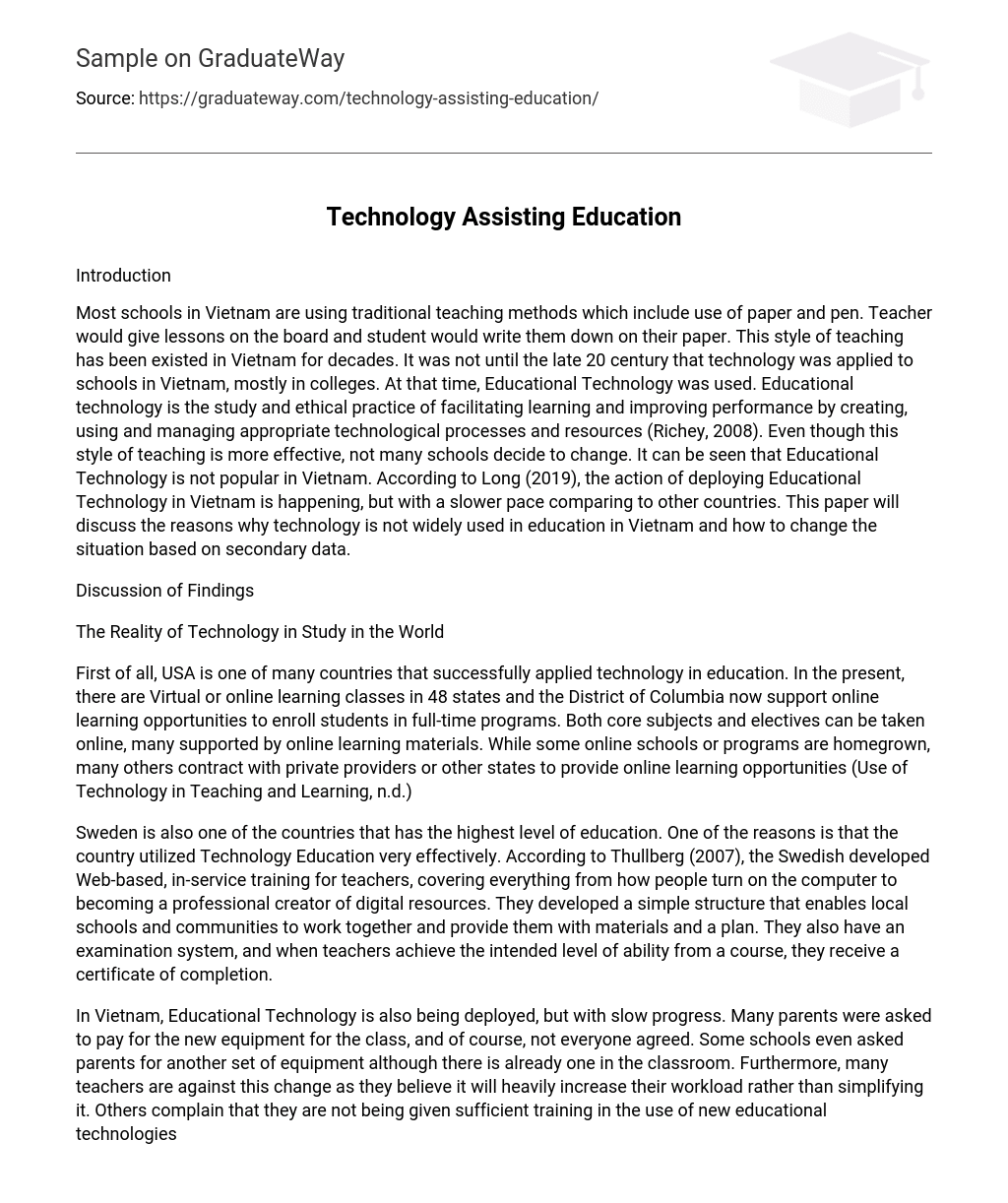 Technology Assisting Education