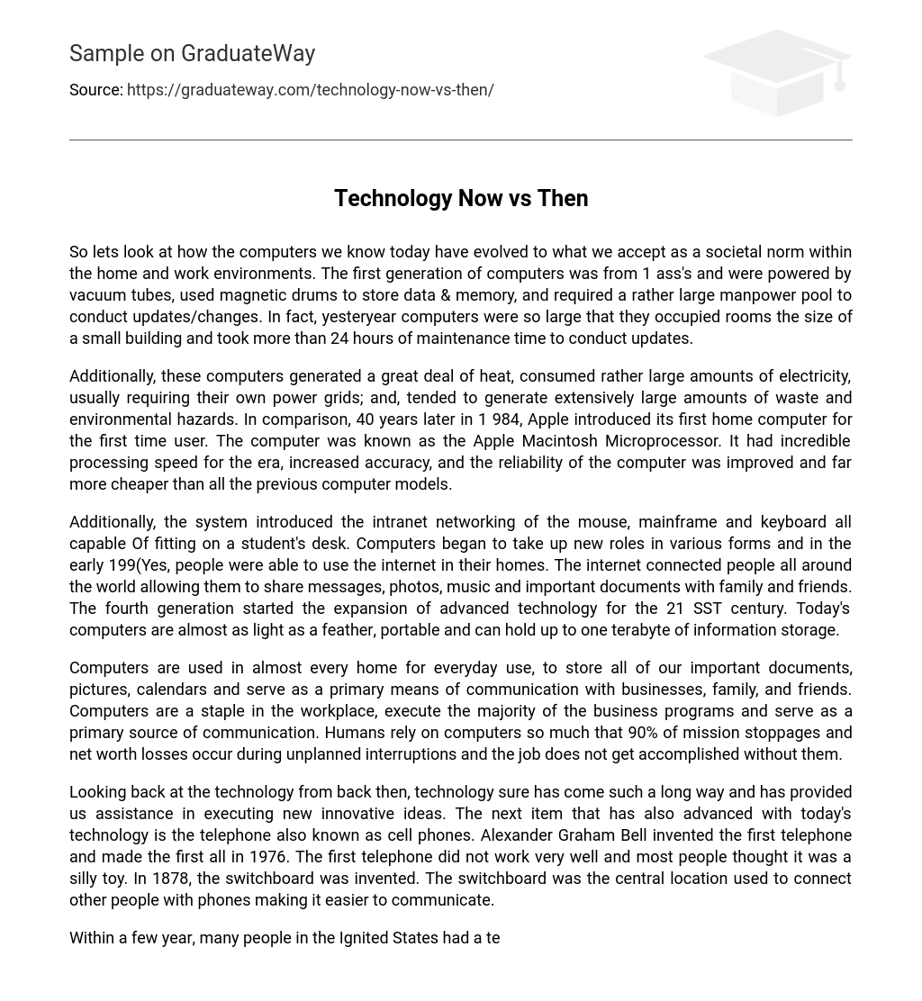 essay about technology now and before