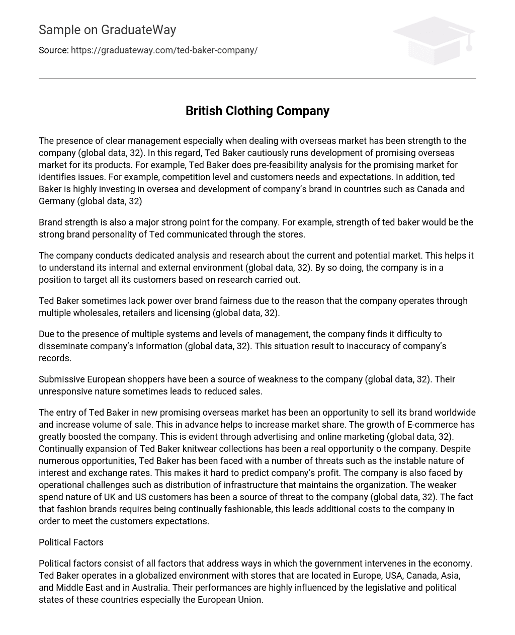 British Clothing Company Analysis