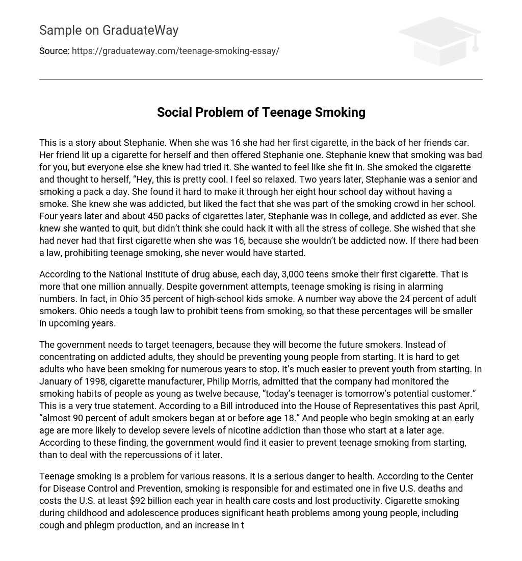 Social Problem of Teenage Smoking