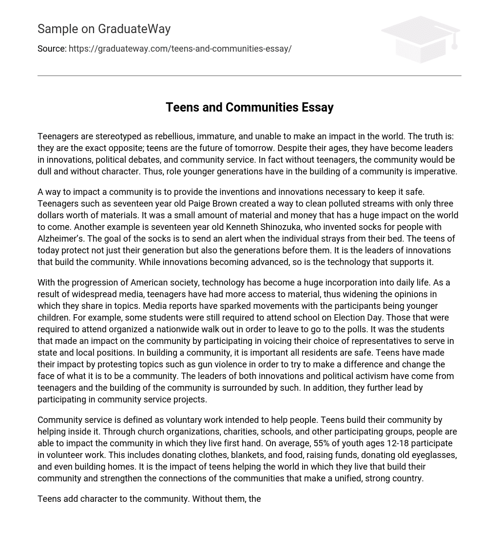 Teens and Communities Essay