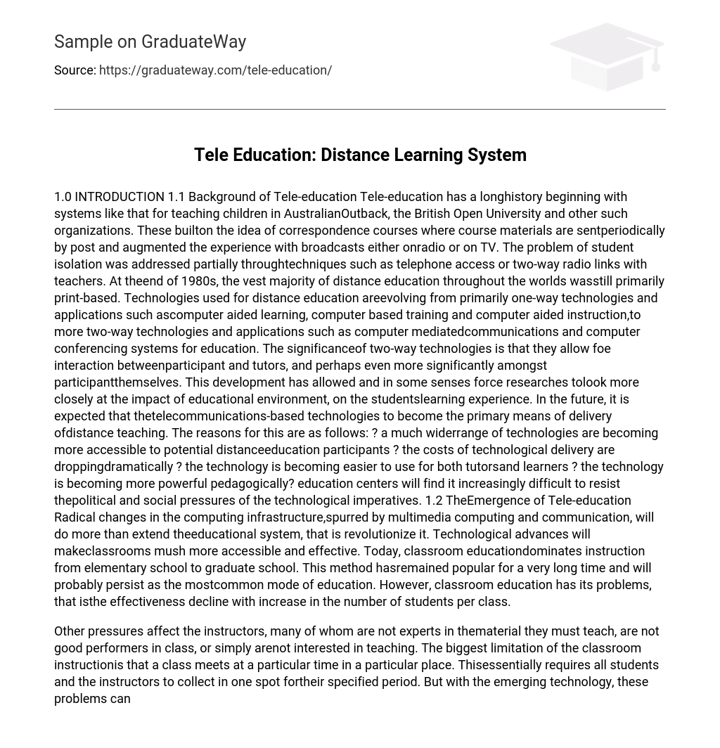 Tele Education: Distance Learning System
