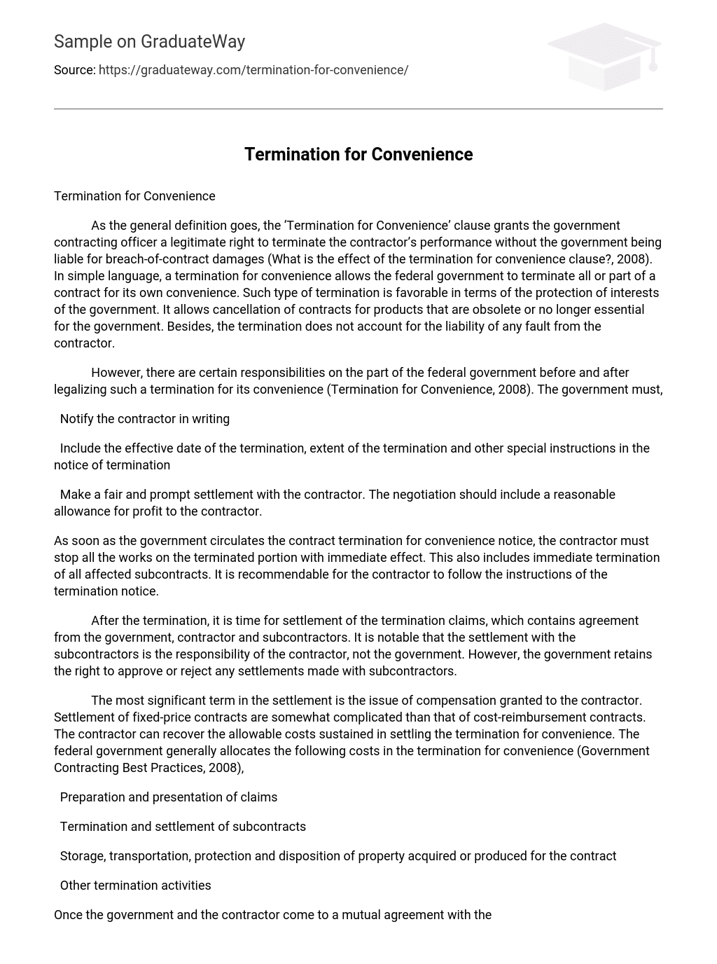 Termination for Convenience