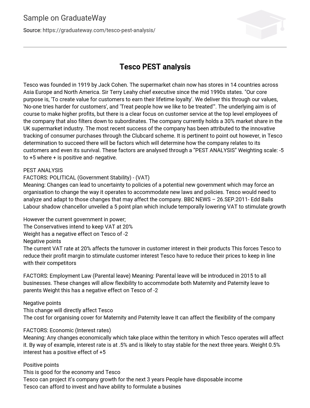 Tesco PEST analysis