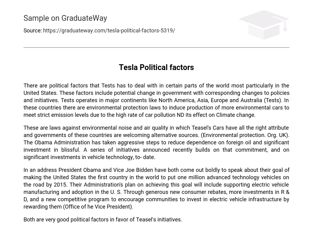 Tesla Political factors