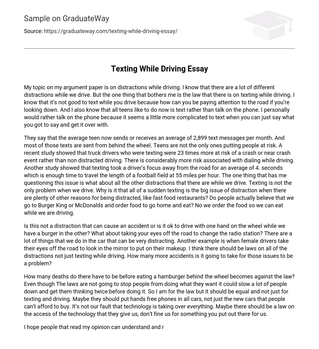 Texting While Driving Essay