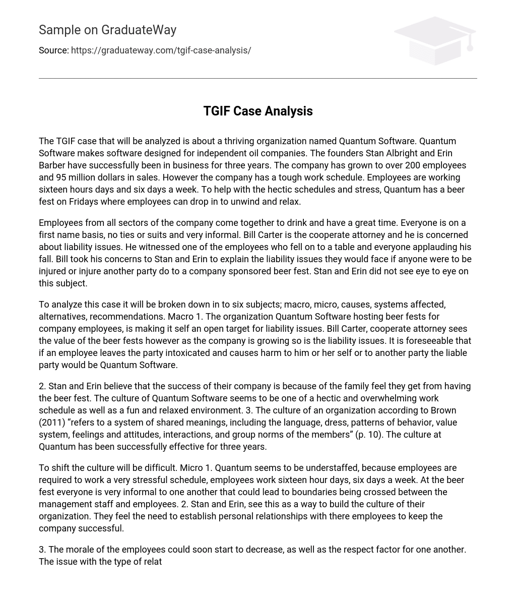 TGIF Case Analysis