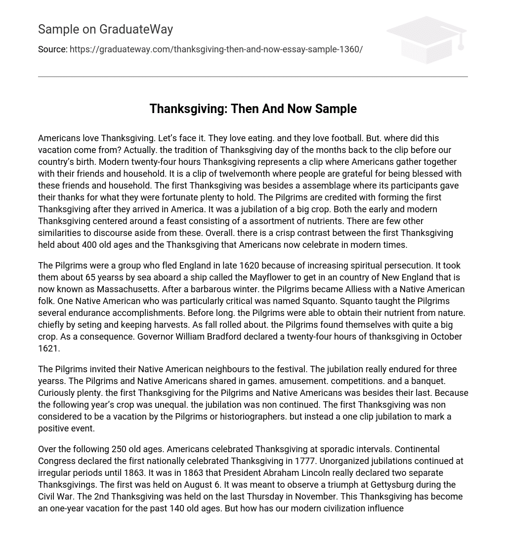 Thanksgiving: Then And Now Sample