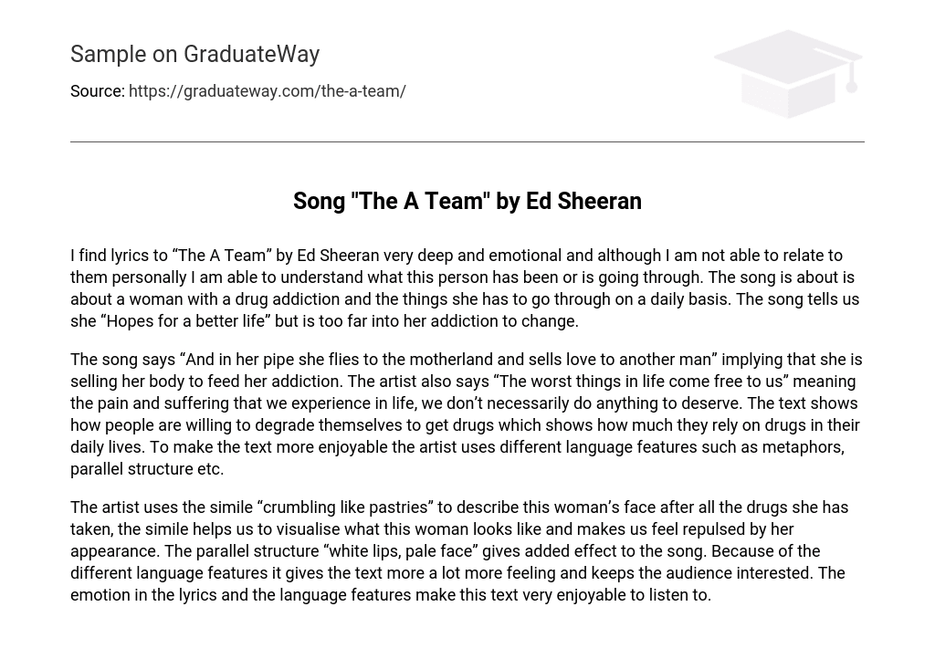 Song “The A Team” by Ed Sheeran