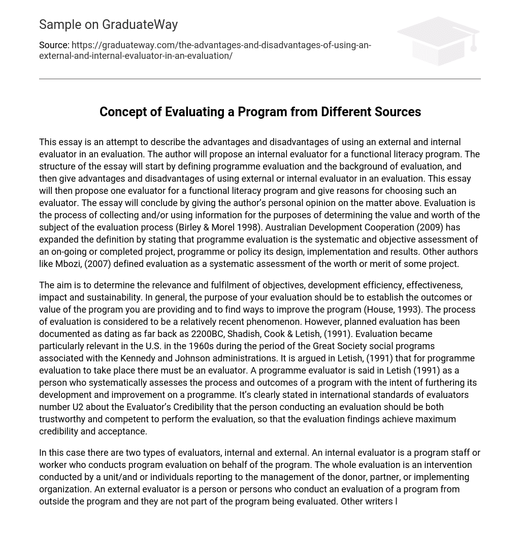 Concept of Evaluating a Program from Different Sources