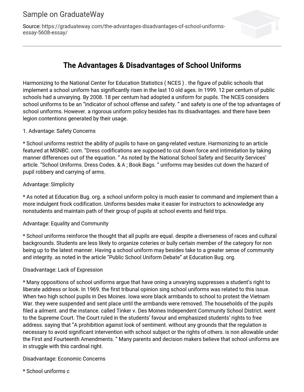 The Advantages & Disadvantages of School Uniforms