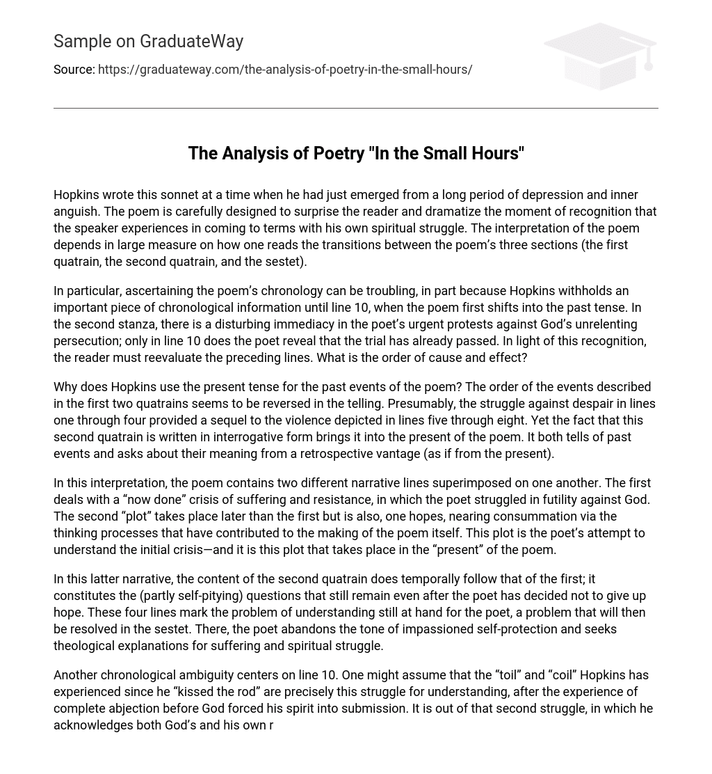 The Analysis of Poetry “In the Small Hours”