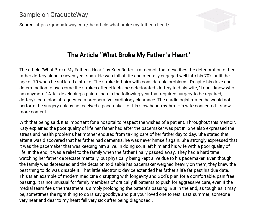 The Article ' What Broke My Father 's Heart '