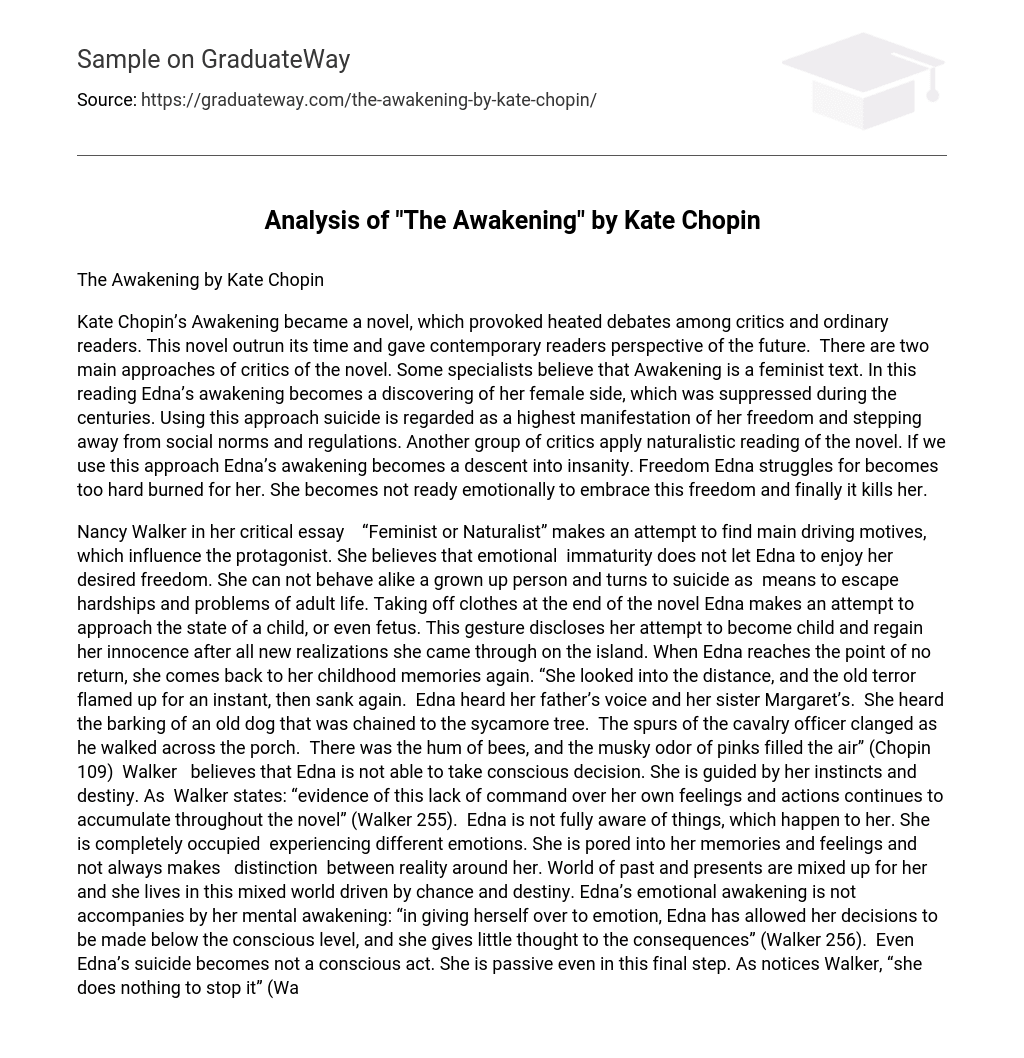 Analysis of “The Awakening” by Kate Chopin